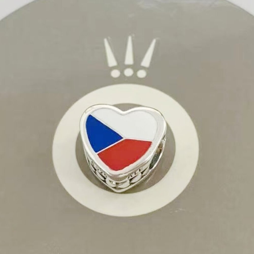 Pandora Czech Flag Exclusive Heart Charm Bead